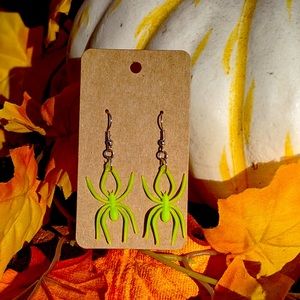 Green Spider Earrings